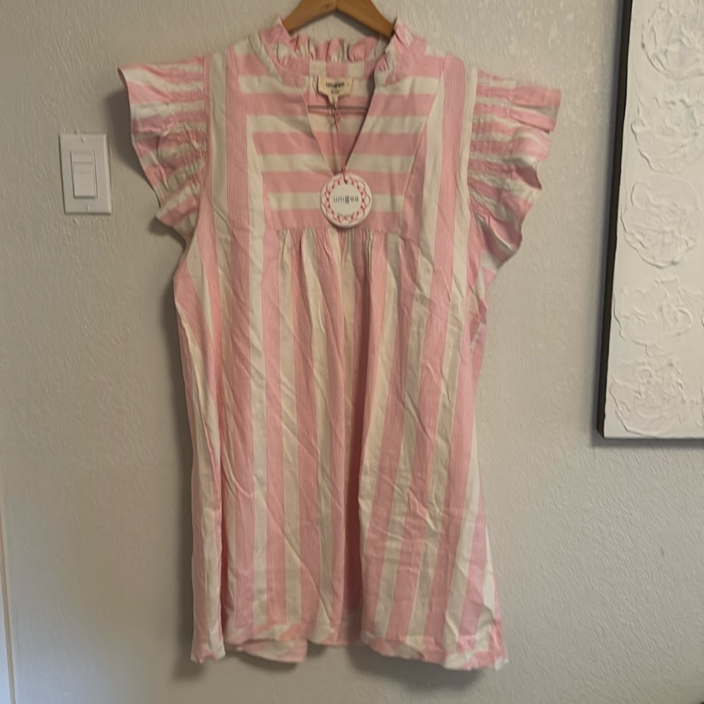 Umgee Pink and Cream Striped dress-Size L